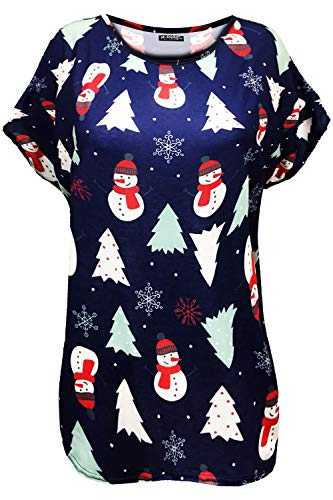 Fashion Star Womens Santa Face Tree Baggy Xmas T Shirt Top