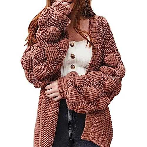 Cocila Casual Work Sweaters Women's Long Sleeved Sleeve Loose Chunky Knitted Cardigan Ladies Tan Cardigan Womens Button Cardigan Sweaters UK Light White Cardigan Women UK