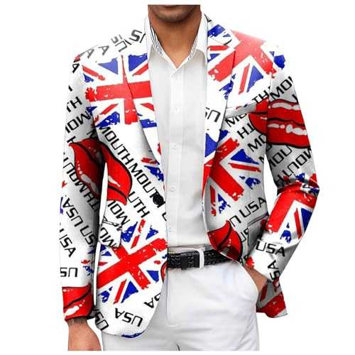 Wedding Tuxedo Mens Independence Day 3D Digital Printed Suit Jacket Light Business Suit Jacket Dress And Coat Set