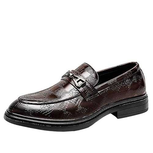KAHXI Dress Oxford Shoes for Men British Style New Pointed Leather Shoes Slip-On Loafer Hombre Business Casual Daily Dress Fashi