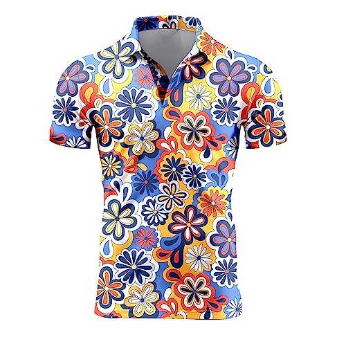 Mens 80s Golf Shirt Dry Fit Performance Short Sleeve Print Shirts Funny 90s Golf Shirts for Men