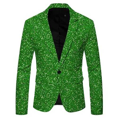 Sequin Jacket Men's Glitter Shiny One Button Slim Fit Modern Blazer Men Spring Autumn Sweat Jacket Suit Jacket for Business Wedding Leisure