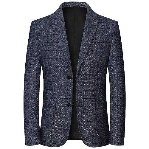 Men's Blazer Suit Jacket,Men's Check Suit Jacket Formal Casual Regular Fit Smart Suits 2-Button Notch Lapel Long Sleeve Blazer Jackets Men Coat Stylish Lightweight Sports Coats Jackets