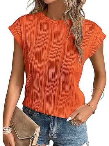 OOHOKAY Women's Short Sleeve Tops Textured Casual Round Neck Blouse Solid Basic T-Shirts Summer Blouse Tee Tops