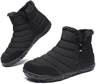 Snow Boots Men Women Winter Ankle Boots Water-Resistant Fur Lined Side Zipper Warm Walking Boots Lightweight Outdoor Anti-Slip Unisex Booties Mid Calf Sport Shoes