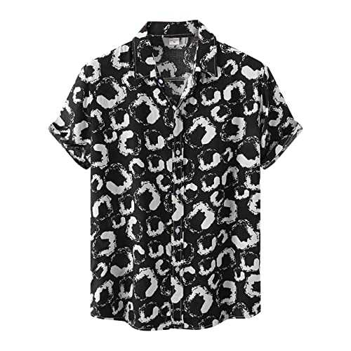 T Shirts for Boys Casual Loose Men Digital Printed Short Sleeve Button Up Shirt Beach Hawaiian Summer Top Short Blouse