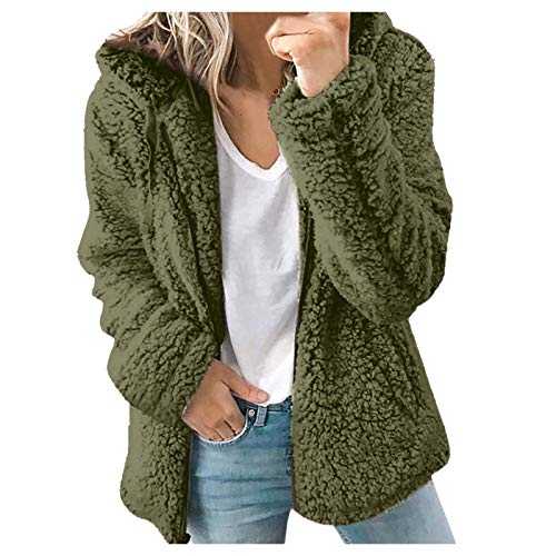 Womens Teddy Hoodies Fleece Coats Womens Fleece Jackets Slim Fit Lined Jacket Lightweight Quilted Hooded Jackets Zip Up Long Coat Warm Fall Winter Outwears