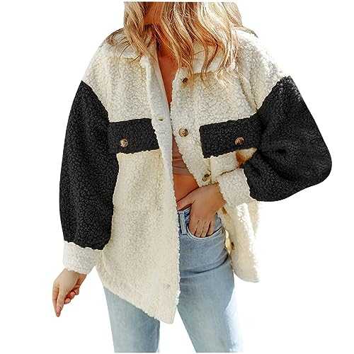 Zeiayuas Winter Coats for Women UK,Womens Sherpa Shacket Jackets Fleece Faux Fur Button Down Coats Fluffy Fuzzy Warm Outerwear Teddy Bear Winter Coat Plush Thick Comfy Soft Jackets with Pockets