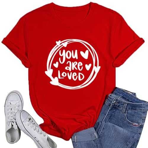 Valentines Shirts Women Funny You are Loved Letter Print T Shirt Love Graphic Short Sleeve Gift Tops for Lover