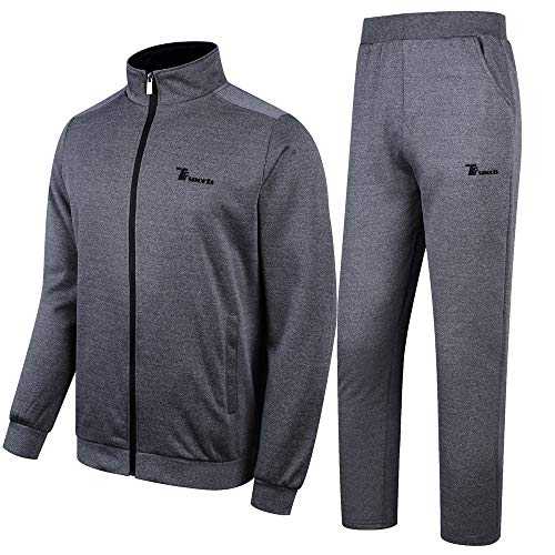 donhobo Mens Tracksuit Set Contrast Cord Jogging Bottoms Hoodies Zip Trousers Gym Sports Suit Sets Joggers Pants Zipper Pockets