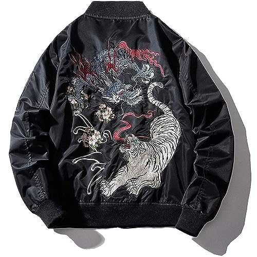 XYXIONGMAO Japanese Dragon Tiger Hip Hop Clothing Men'S Bomber Jacket Oversized Street Windbreaker Flying Streetwear