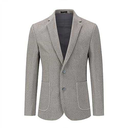 Allthemen Mens Tweed Check Blazer Herringbone 2 Buttons Slim Fit Suit Jacket Wool Blazer Jackets