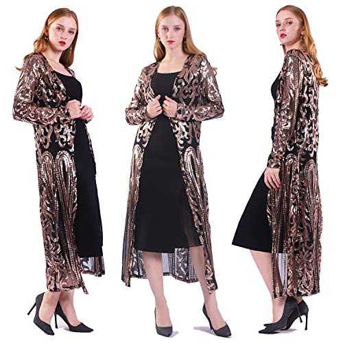 Women's Sequin Cardigan Summer Cover Up Dress Glitter Sparkle Open Front Coat Dresses Duster for Evening Prom