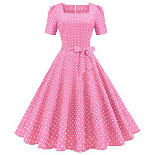 Odizli 1950s Dresses Women Vintage Rockabilly Short Sleeve Polka Dots A Line Swing Midi Dress Cocktail Party Evening Prom Gown