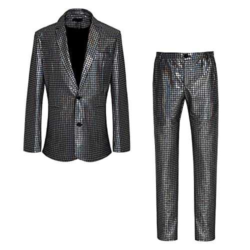 Prom Suits for Men Slim Fit Men's Sequin Checkered Suit Party Stage Nightclub Dazzling and Cool Performance Suit Set Designer Suits for Men