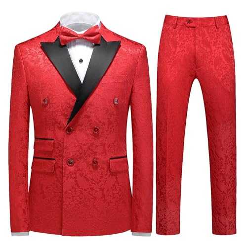 Mens Suit 3 Piece Floral Tux Double Breasted Blazer Vest Pants Set