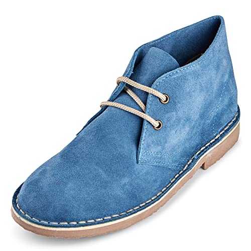 Roamers 'Ladies' 2 Eyelet Leather Fashion Ankle Desert Boots - Denim Blue Real Suede, Ladies UK 4 / EU 37