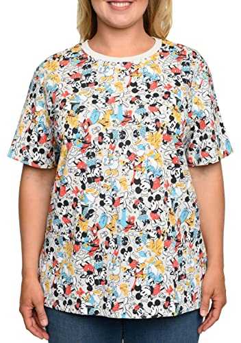 Disney Womens Plus Size T-Shirt Mickey Minnie Mouse Donald Daisy Goofy Pluto AOP