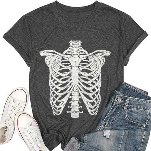 Womens Novelty T Shirts Don't Worry I Got Your Back Funny Halloween Shirts Horror Skull Printed Graphic Tee Tops