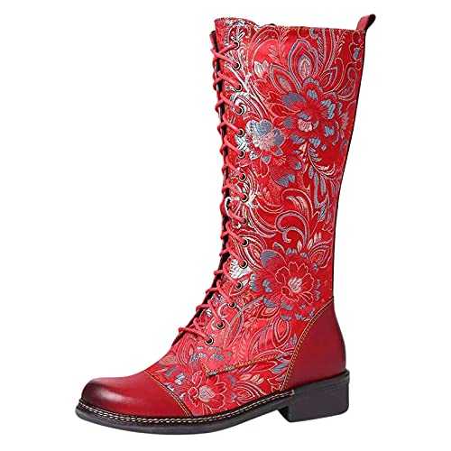 DGHM women's western boots Mid Calf Boot mid length boots women Fashion Snow Boots ladies cowboy boots wide fit wellington boots ladies comfy Chelsea Boots