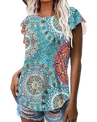 WNEEDU Womens Short Sleeve Summer Tops