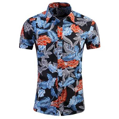 BERCIELY Men Beach Shirt Summer Loose Print Pattern Design Hawaii Men Shirt Outdoor Travel Retro Men Casual Shirt Retro Comfortable Men Flax Shirt