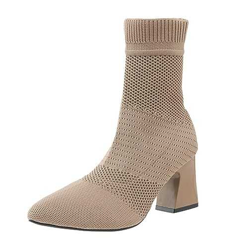 CEWIFO Ankle Boots for Women UK Low Heel Non-Slip Sock Boots for Women Lace Up Suede Ankle Boots for Women UK Leather Chelsea Boots Women Ladies Black Block Heel Ankle Boots