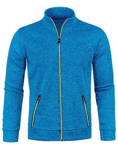 CAZOY Mens Lightweight Full Zipper Coat Jacket Open Front Stand Collar Cardigan Sweater Jumper with Pockets Men Long Sleeve Zip Up Sweatshirt Pullover Tops for Gym Fitness UK Size 8 22