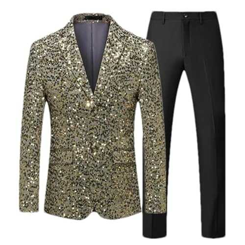 Men's Sequins Suit 2 Piece Classic Prom Party Dress Men Blazer Jacket Trouser Singer Host Stage Costume