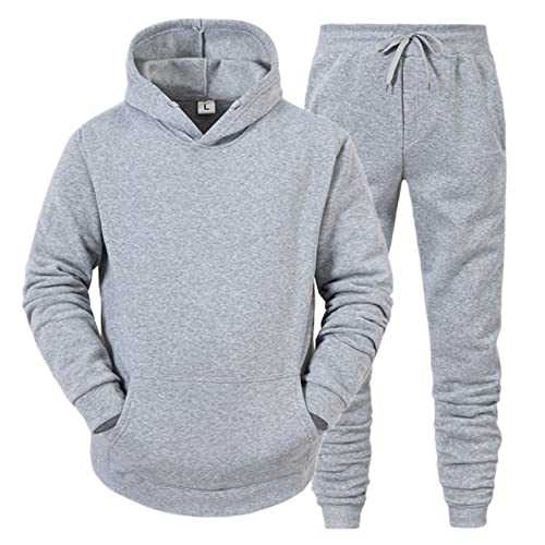 QWUVEDS Men's and Women's Sports Sets Autumn and Winter Leisure Plain Hoodie Trousers with Tassels Sports Suit Training Jacket Men