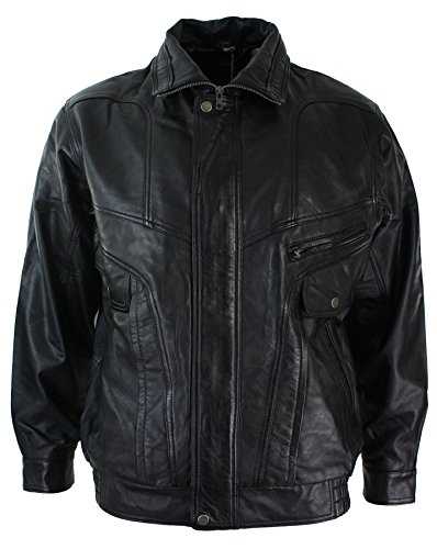 Mens Classic Bomber Black Nubuck Washed Brown Real Leather Jacket