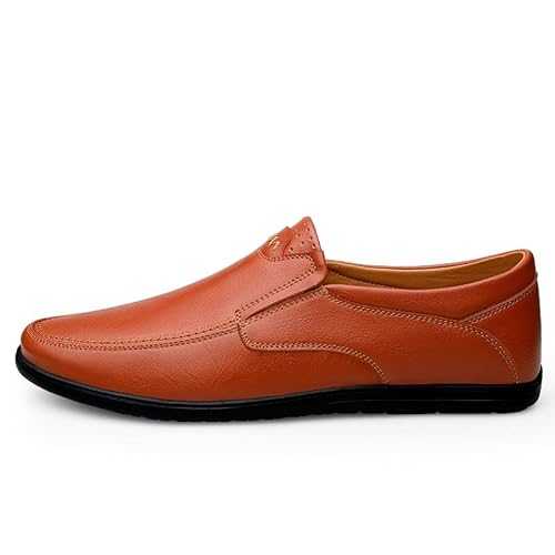 New Mens Loafers Round Toe Faux Leather Solid Color Loafer Shoes Flexible Slip Resistant Flat Heel Walking Slip-ons