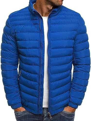 DOBEI Men Lightweight Coat Jacket Puffer Padded Thick Warm Bomber Jacket Sweater Jumper Mens Long Sleeve Full Zip Up Open Front Cardigan Pullover Sweatshirt with Pockets UK Size 8 18