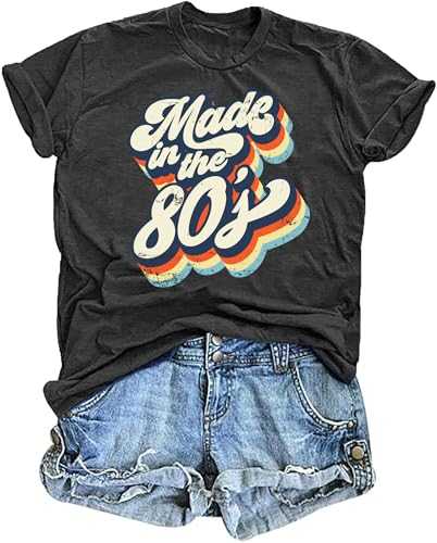Zylkor 80s Shirts for Women Retro 1980s Party Tees 80s' Disco Music Gifts T-Shirts Tops