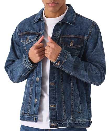 Western Denim Jacket Mens | Classic Trucker Denim Jackets For Men UK | Casual Outerwear mens jackets - Mens Jackets With Pocket | Button Down Mens Denim Jackets | Jean Jackets Mens