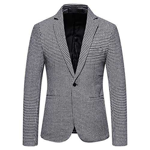 Formal Jackets For Men Uk Stylish | Mens Sports Jackets Casual Smart Regular Fit Suit Jacket Kilobirdseye Tuxedo Jacket Sober And Stylish Dinner Jacket Multi-Pocketed Single-Breasted Jacket