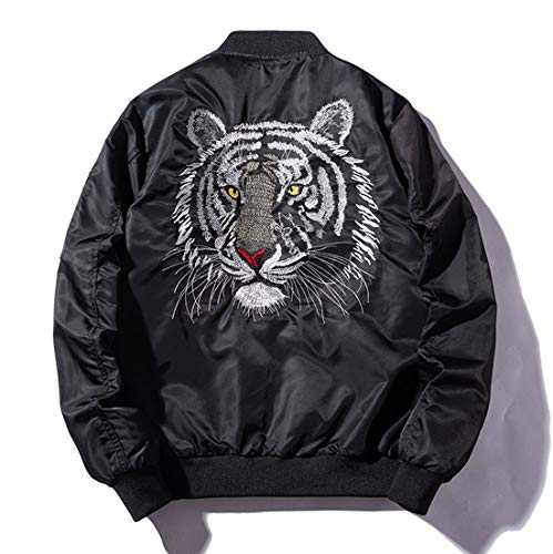 ebossy Men's Embroidered Bomber Jacket Zip Up Lightweight Sports Baseball Flight Jacket Windbreaker