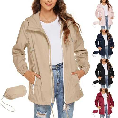 Women's Outdoor Waterproof Jackets Hooded Packable Reusable Lightweight Plus Size Solid Long Sleeve Zipper Sun Rain Coat Rainy Day Fishing Climbing Sports Running Work Commuting Convenient Raincoat