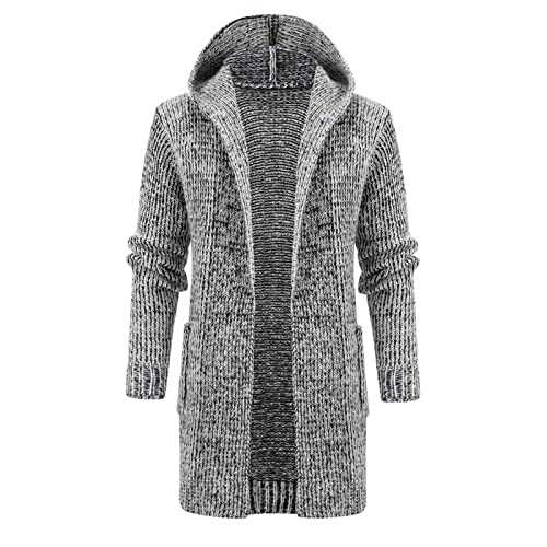 AMhomely Golf Sweater For Men Chunky Knitted Cardigan Pattern Fashion Leisure Autumn Winter Hooded Cardigan Wool Line Button Down Coat Men Sportswear Knitwear Tops Sale Clearance
