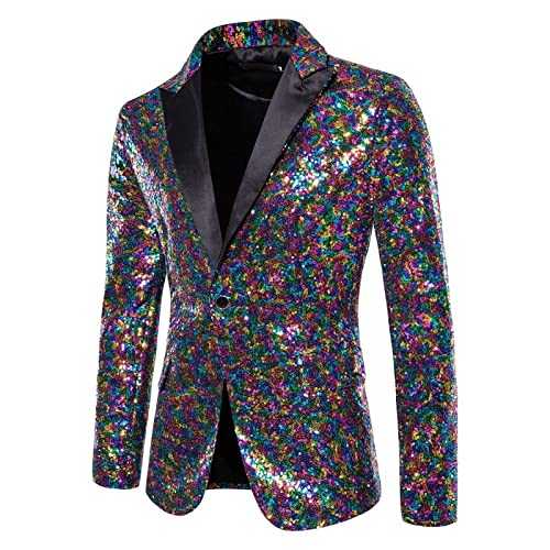 Men's Blazers Shiny Sequin Tuxedo Slim Fit Single Breasted Dress Suits Notched Lapel Chic Tuxedo Costume Leisure Lightweight Blazer Party Dinner Prom Stage Or Dance Performance