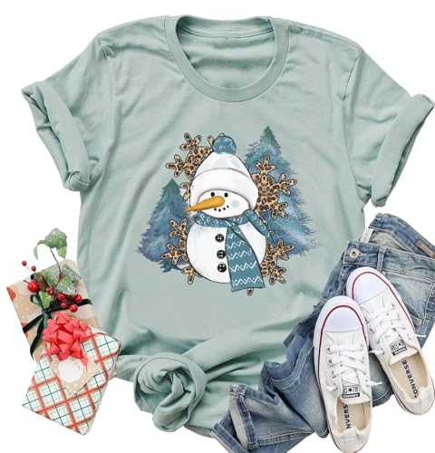 Merry and Bright Christmas Shirts for Women - Funny Xmas Vacation Casual Short Sleeve T-Shirts