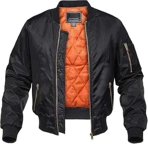 TIMMY'S COLLECTION MA1 Men's Bomber Jacket Windbreak Zip up Mens's Rain Clothing Jacket S to 5XL