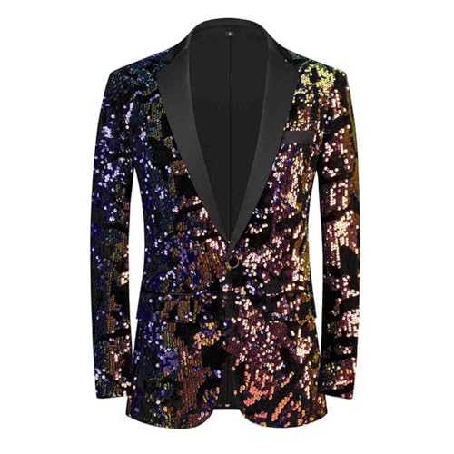 Business Suit for Men Male Prom Party Suit Solid Color Fashion Sequin Slim Fit Long Sleeve Youth Lapel Casual Raining Suit