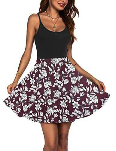 ACEVOG Women's Sleeveless Adjustable Strappy Summer Beach Floral Flared Swing Dress Casual Fit