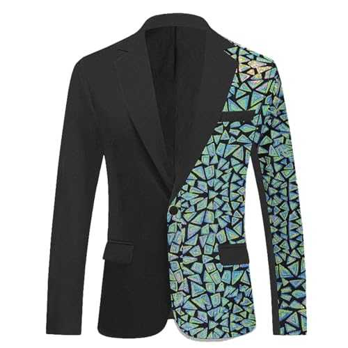 Sequin Jacket Men's Slim Fit Casual Modern Blazer Summer Jacket Men's Lightweight Autumn Suit Jacket Suit Jacket for Business Wedding Leisure