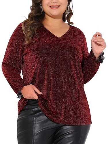 Women's Plus Size Party Top Disco Metallic Sparkle Sequin Tops