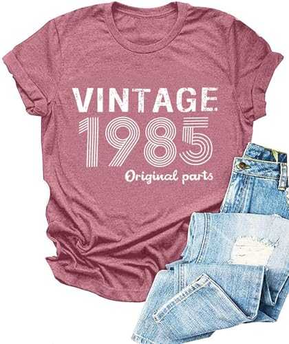 FYAPHION Vintage 1985 T Shirts for Women 40th Birthday Gifts Born in 1985 Tshirt Retro Casual Short Sleeve Tee Tops