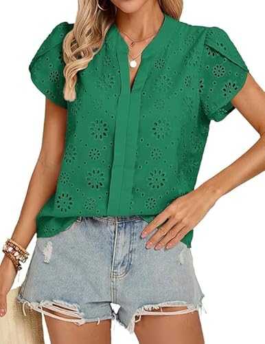 Kate Kasin Women's Casual Round Neck Tops Ruffle Sleeve Tshirts Loose Fit Summer Solid Blouses Basic Tops