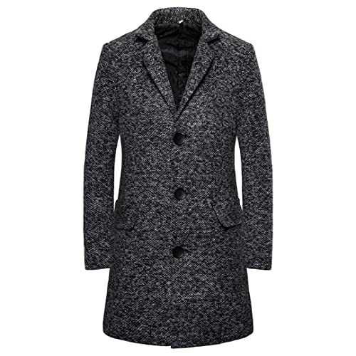 Woolen Coat Men Slim Fit Trench Coat Long Men Wool Blend Jacket Single Breasted Casual Male Overcoat