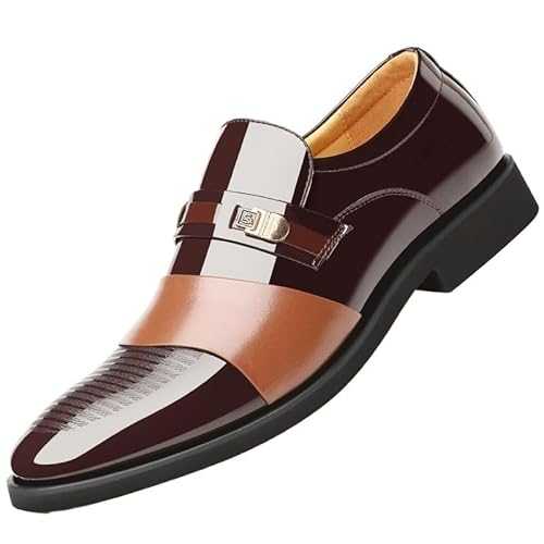 UOPYNE Oxford Shoes for Men Slip-On Formal Men's Classic Patent Leather Coiffeur Office Elegant Loafers